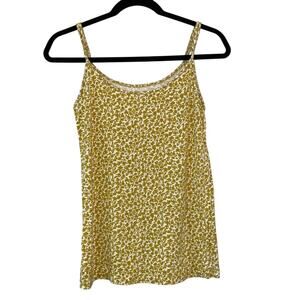 LOFT Cami Tank Top Medium Yellow Floral Spaghetti Strap Lightweight Summer